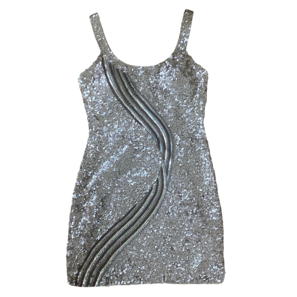 Scala Brown Tan Sequin Formal Dress
